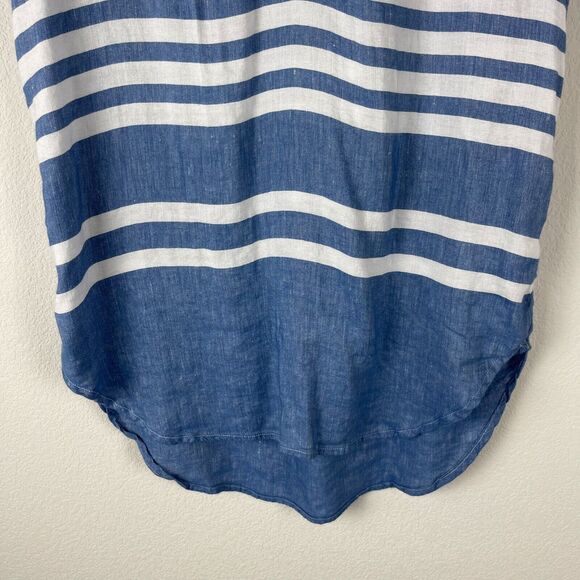 Rails Rocky Linen Blend Dress Womens Large Blue Short Sleeve Catalina Stripe - Picture 5 of 16